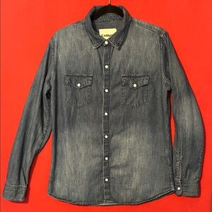 Carmar pearl snap dark lightweight denim shirt small